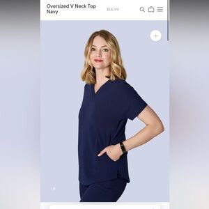 MANDALA SCRUBS Oversized V-Neck Women’s Scrub Top, Navy